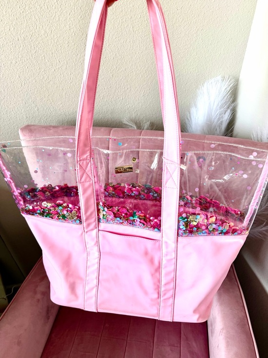 Packed Party Handbags - Packed Party Pink Clear Sequin Beach Pool Bag - Women's Beach & Everyday Tote